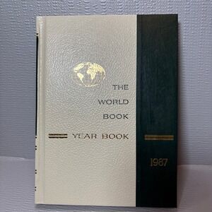 1987 The World Book Year Book Vintage Hardcover Encyclopedia Supplement Cream
